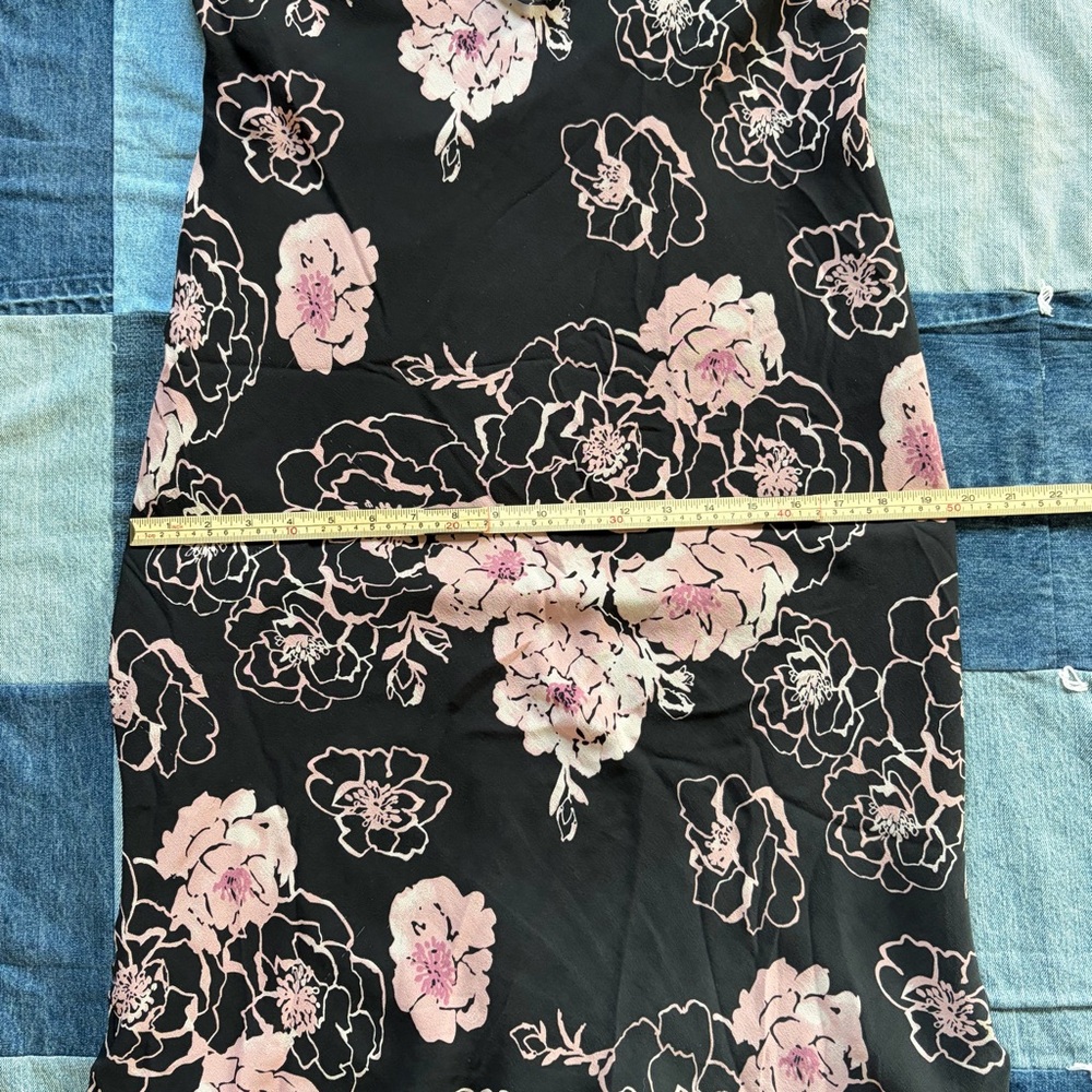 vtg papéll boutique 100% silk pink floral black dress ruffles size 14 - Picture 13 of 14